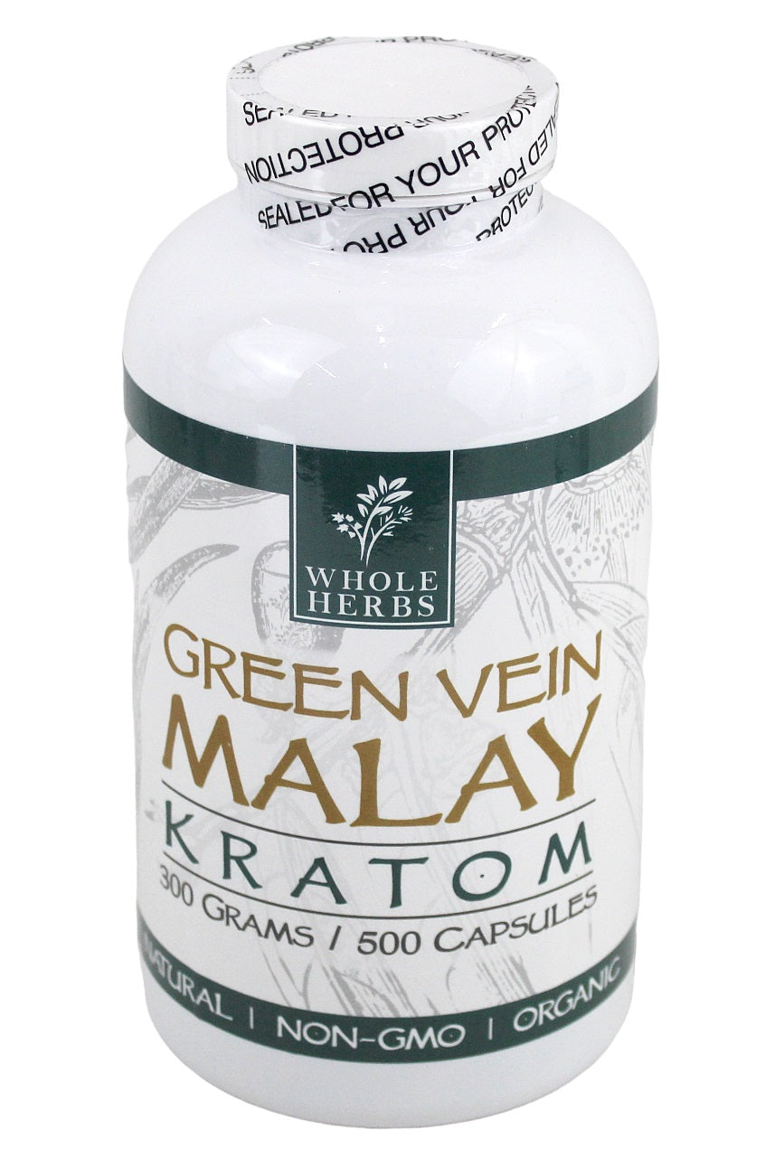 Whole Herbs Kratom Capsules 500Caps Green Vein Malay