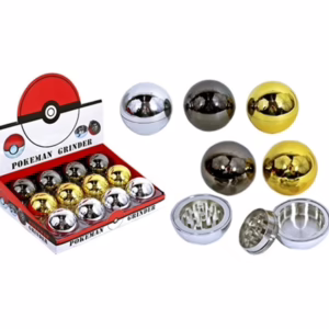 Ball Shape Design 3pc Tobacco Metal Grinder 12pk - 52mm