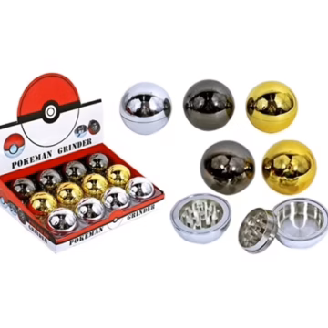 Ball Shape Design 3pc Tobacco Metal Grinder 12pk - 52mm