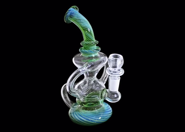 8" Spiral Art Triple Tube Chamber Recycler Water Pipe