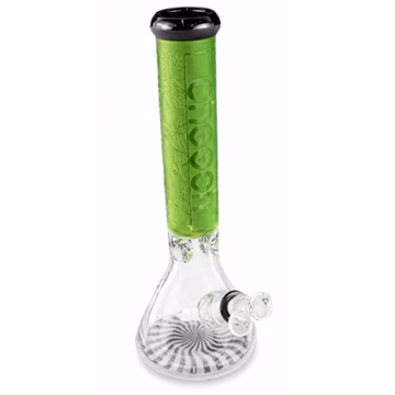 14" Cheech Glass Sharks Attack Frosted Etched Beaker Water Pipe