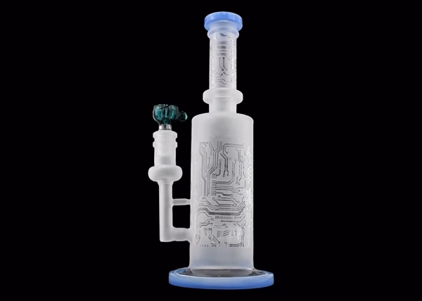 9" Microchipped Etched Color Rim Water Pipe