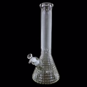 15" Diamond Cut Glass On Glass Beaker Water Pipe