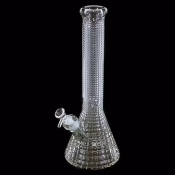 15" Diamond Cut Glass On Glass Beaker Water Pipe