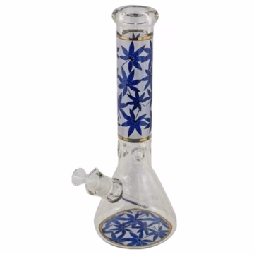 12" Leaf Art Glass On Glass Beaker Water Pipe