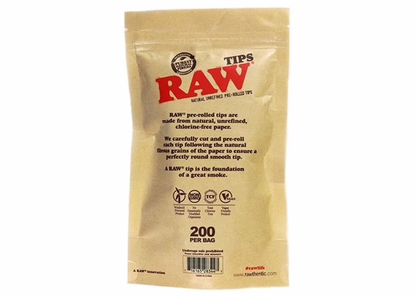 RAW Natural Unrefined Pre-Rolled Filter Tips 200pk