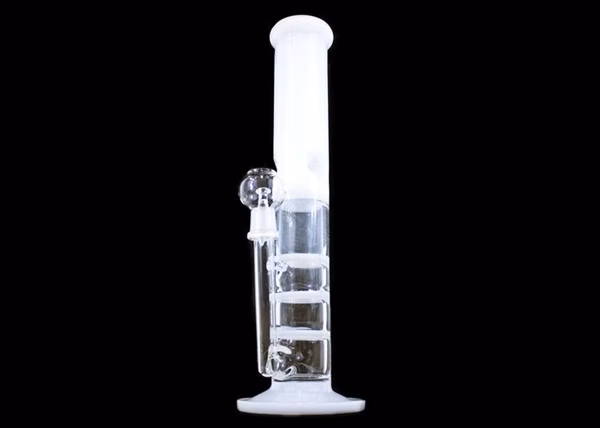 14" Triple Honeycomb Perk White 19mm Oil Rig Water Pipe