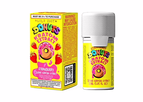 Donuts Gold Kratom Extract Shots - 250mg Strawberry 12pk