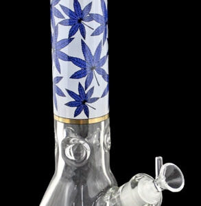 12" Leaf Art Glass On Glass Beaker Water Pipe