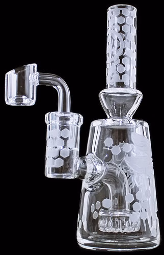 7" Bee Hex Etched Capsule Banger Hanger Oil Rig Water Pipe
