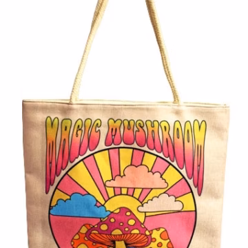 Magic Mushroom Techno Jute Tote Bag