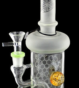 11" Etched Honeycomb Mushroom Marble Water Pipe