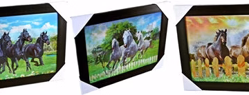 3D Lenticular Picture Frame Running Horses Triple Image 334