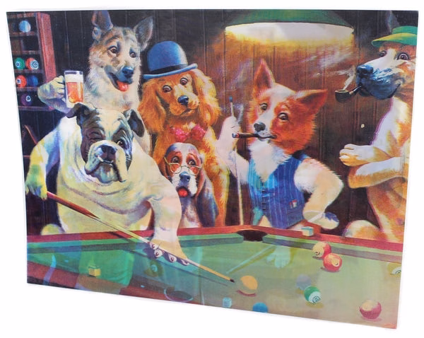 3ct Lenticular 3D Image Holographic Poster - Dogs Playing Poker