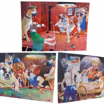 3ct Lenticular 3D Image Holographic Poster - Dogs Playing Poker