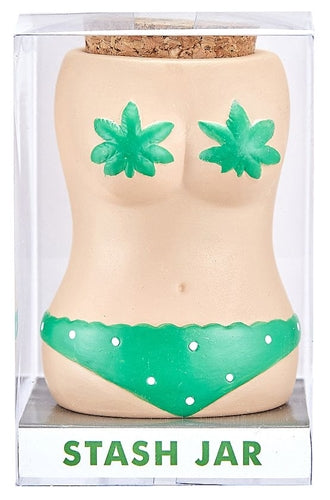 Bikini Stash Jar - Green Bikini