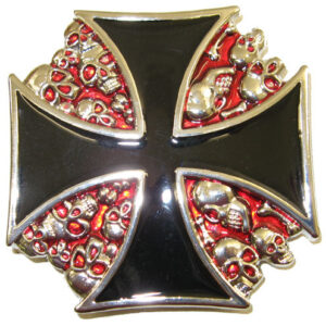 Belt Buckle Black Cross With Skulls