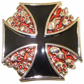 Belt Buckle Black Cross With Skulls