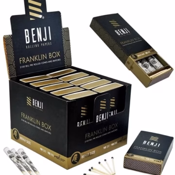 Benji 100 Dollar Bill Pre Rolled Cones Franklin Matchbox 10pk
