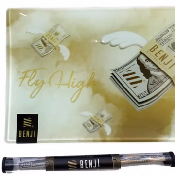 Benji Glass Rolling Tray Papers Cones Combo - Fly High