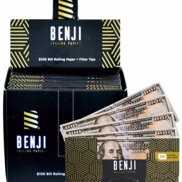 Benji 100 Dollar Bill Rolling Papers and Tips 24pk