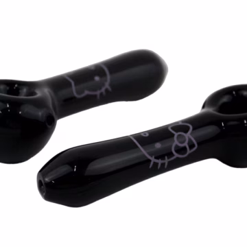 5" Black Tube Pink Cat Hand Pipe