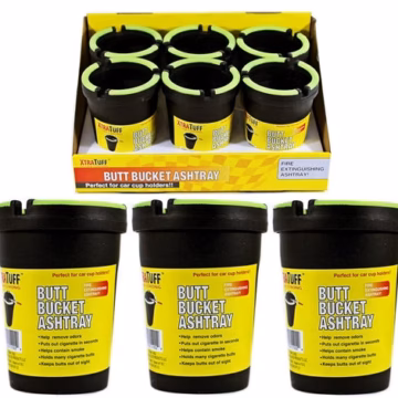 Butt Bucket Cup Holder Ashtray - Black with Glow In The Dark 6pk