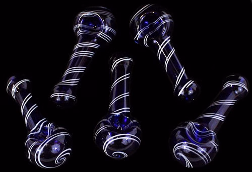 5ct 3.5" Blue Swirl Art Hand Pipe