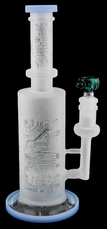9" Microchipped Etched Color Rim Water Pipe