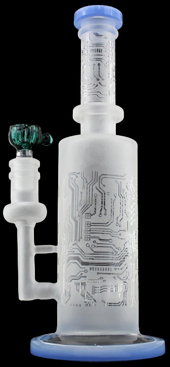 9" Microchipped Etched Color Rim Water Pipe