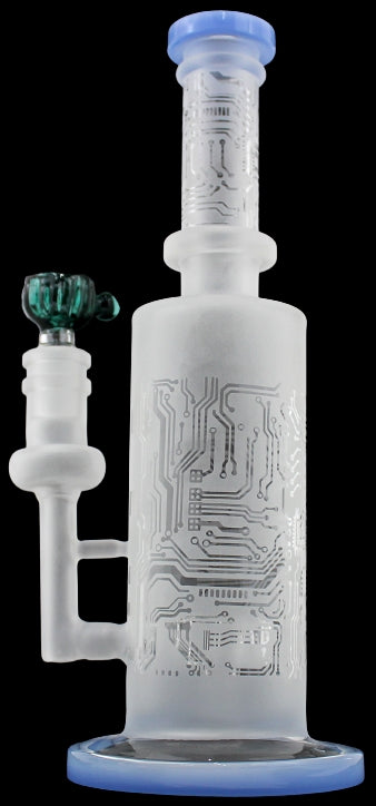 9" Microchipped Etched Color Rim Water Pipe - Image 4