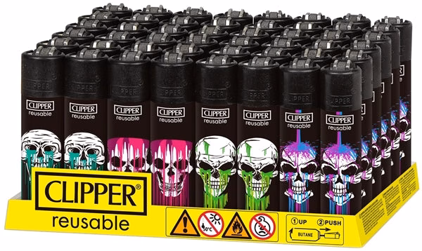 Clipper Lighter - Wild Skulls 48pk