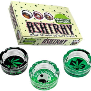 Collector Edition High Quality Glass Ashtray - Cannabis Design 6pk