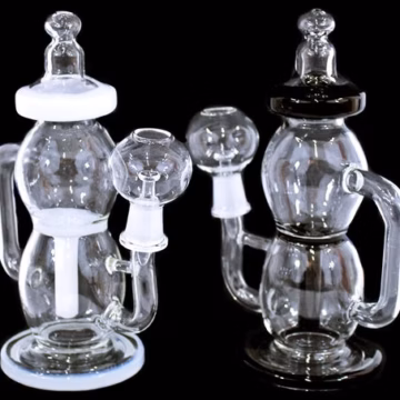 8" Color Rim Baby Bottle Recycler 14mm Oil Rig