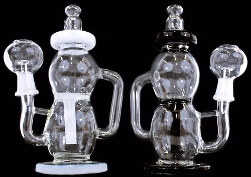 8" Color Rim Baby Bottle Recycler 14mm Oil Rig