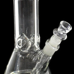 8" Glass On Glass Color Rim Stubby Beaker Water Pipe