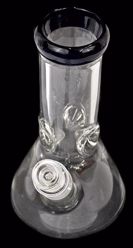 8" Glass On Glass Color Rim Stubby Beaker Water Pipe - Image 3