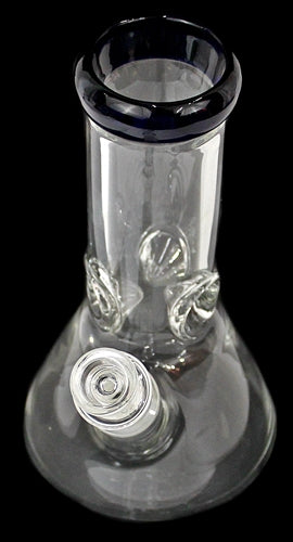 8" Glass On Glass Color Rim Stubby Beaker Water Pipe - Image 3