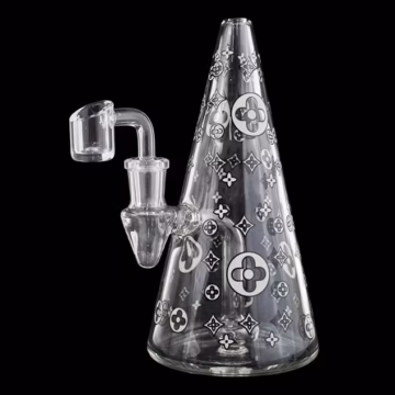 7" Glow In The Dark Cone Rig Water Pipe - Designer