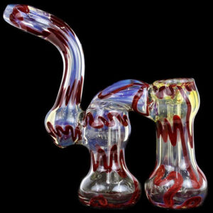 7" Cursive Art Double Chamber Bubbler Water Pipe