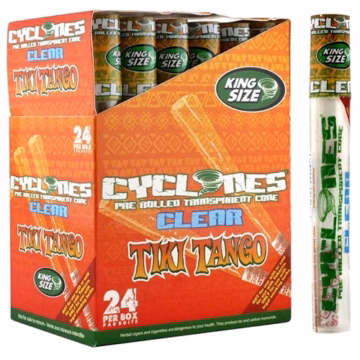 Cyclones Pre Rolled Transparent Cone - CLEAR - King Size - Tiki Tango