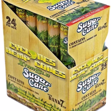 Cyclones XtraSlo Hemp Cones With Wooden Tip - Sugar Cane