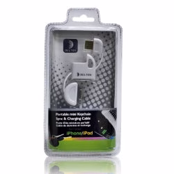 Delton iPhone Mini Keychain Sync-USB Data Cable White