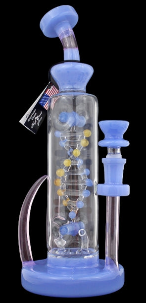 11" Spinning DNA Helix Perk Dual Horns Water Pipe