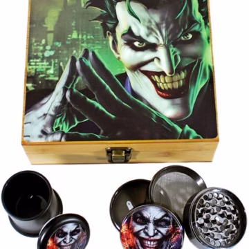 Bamboo Decal Herb Grinder Roller Stash Box Gift Set - Large