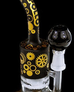 9" Deep Etched Gold Gears 14mm Oil Rig