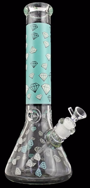 14" Diamond Color Art Design Beaker Water Pipe