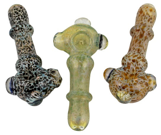 4ct 5" Dichroic Marble Leopard Spoon Hand Pipe