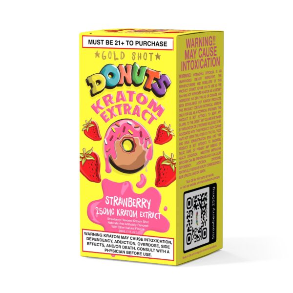 Donuts Gold Kratom Extract Shots - 250mg Strawberry 12pk - Image 3