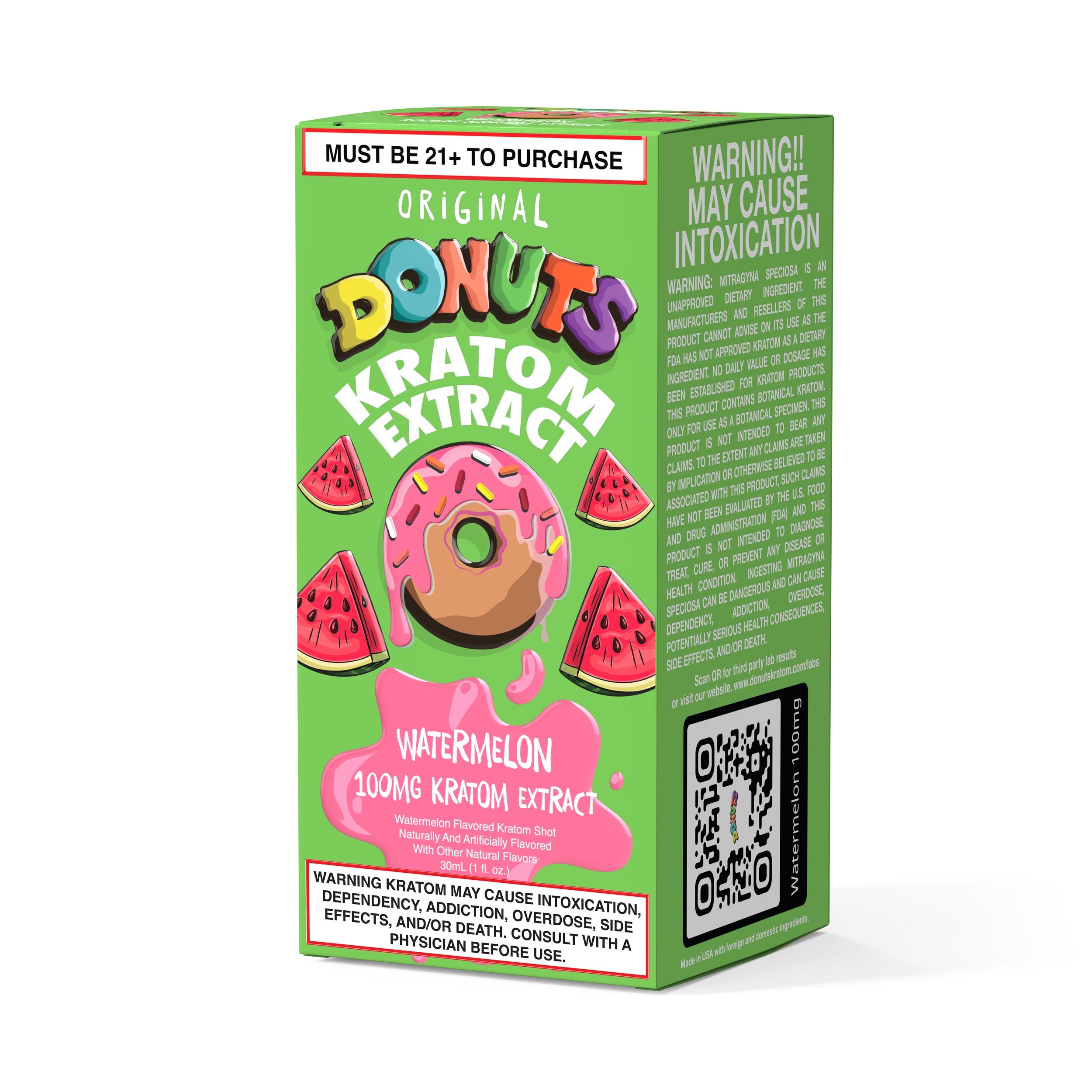 Donuts Original Kratom Extract Shots - 100mg Watermelon 12pk